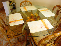 Mount Valley Goa, Round Glass Dining Table with 04 Wooden Chairs