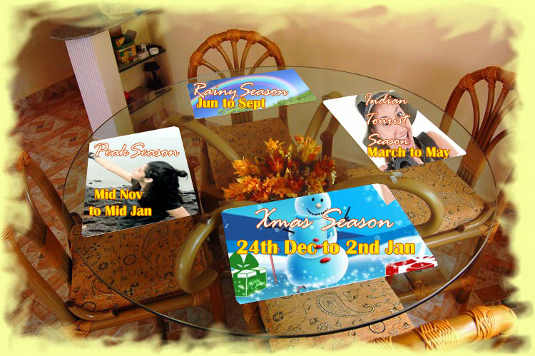 Different rates of Mount Valley Goa, according to Seasons